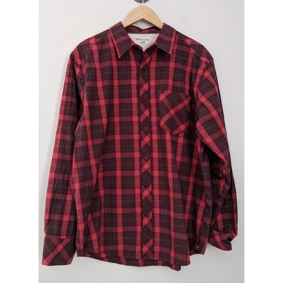 Horny Toad Red Plaid Long Sleeve Button Up Large - Picture 1 of 7